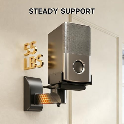 XINLEI 2PC Speaker Wall Mount Bookshelf Speaker Stand Surrounding Sound Bracket Swivel & Tilt for Living Room, Studio Monitor Hold Up to 55 Lbs SPM201