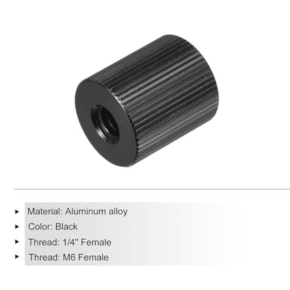 MECCANIXITY Mic Stand Adapter Female 1/4 In to Female M6 Aluminum Alloy Mic Screw Adapter for Microphone Tripod Stand Black 4 Pcs