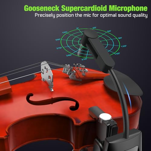 UHF Wireless Violin Cello Microphone System Violin Pickup Clip-on Instrument Microphones with Transmitter and Receiver for Musicians, Teachers, Stage Performances, Active PA Systems, 196ft Range - style: U-730 Violin Cello Microphone