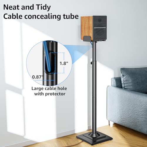 MOUNTUP Universal Speakers Stands Pair 34" to 43.3" Height Adjustable Holds Bookshelf Speakers Satellite Speakers Up to 11LBS Cable Concealing 1 Pair Spring-Loaded Plate Extends to 10" MU9138 Black - size: 34-43" Height
