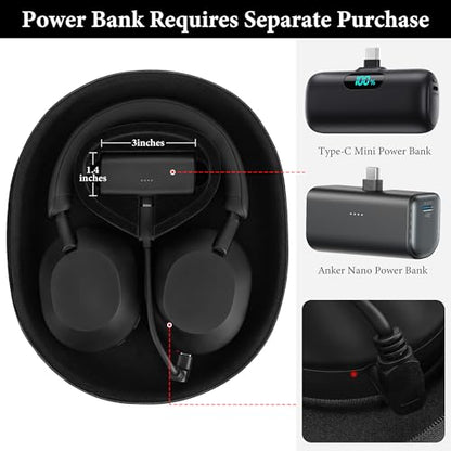 Geekria Elite Charging Headphones Case Compatible with Sony WH-1000XM6/1000XM5/CH720N, Replacement Hard Shell Travel Carrying Bag (Black) Without Power Bank - size: without power bank