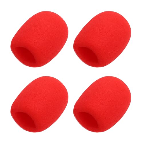MECCANIXITY 4pcs Microphone Foam Covers, 40mm (1.57") ID 10mm (0.39") Thickness Microphone Windscreen Foam Cover for Most Handheld Microphones, Red - color: Red