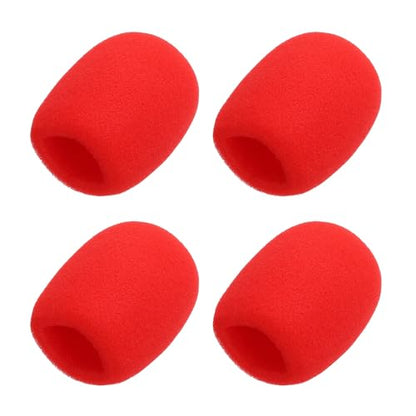 MECCANIXITY 4pcs Microphone Foam Covers, 40mm (1.57") ID 10mm (0.39") Thickness Microphone Windscreen Foam Cover for Most Handheld Microphones, Red - color: Red