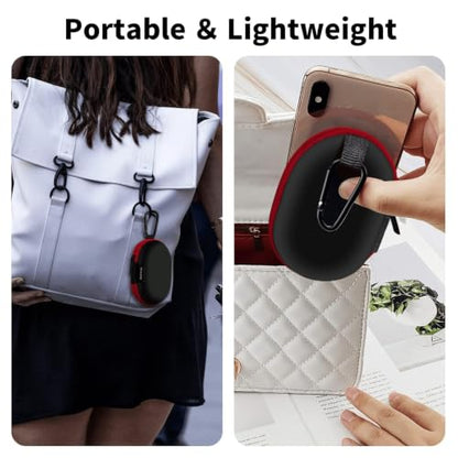 1 Pack Oval Earbud Case Storage Bag with Carabiner, Red - color: D2-red
