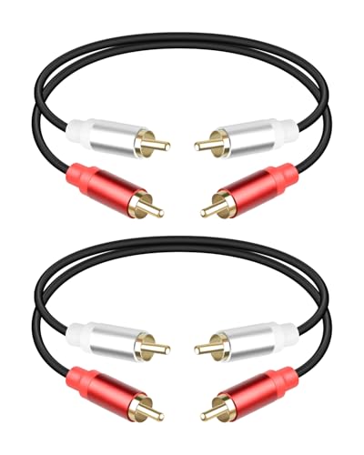 RCA Cable 0.3m, Short 2RCA Male to 2RCA Male Audio Cable for Home Theater, Speaker, Amplifier, Subwoofer, Stereo System (MM)(2PCS) - style: male to male