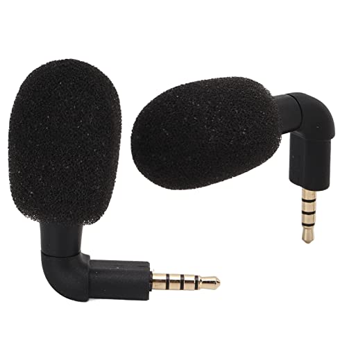 Mini Directional 3.5mm Jack Microphone Portable Small Mic Compact Mic High Sensitivity 360° Surround Sound for Smartphone Video Recording with No Charging Needed