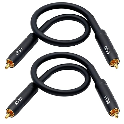 CNCESS RCA Preamp Jumper Cable, Male to Male, 12AWG Soft Link, 1 ft, 2-Pack - size: 1 Foot