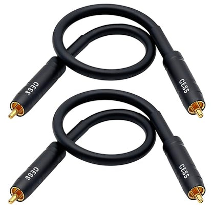 CNCESS RCA Preamp Jumper Cable, Male to Male, 12AWG Soft Link, 1 ft, 2-Pack - size: 1 Foot