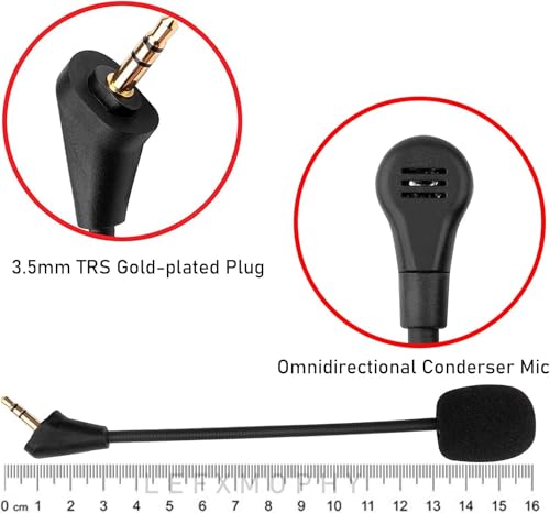 Replacement Cloud Alpha Game Mic Cable 3.5mm Headphone Boom Microphone Compatible with Kingston HyperX Cloud Alpha/Cloud Alpha S Gaming Headset Works on Pro PS4 Xbox One Nintendo Switch Computer PC