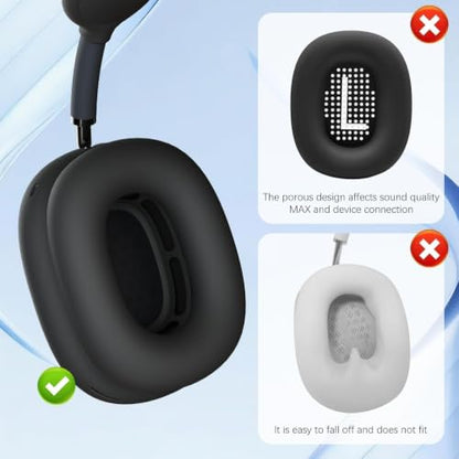Moloppo Silicone Ear Covers and Zippered Headband Protector for AirPods Max, Sweatproof Gym Accessories for AirPod Max Headphones, Anti-Slip Ear Cups Shell Fit for Active Workouts, Black