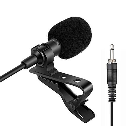 Lavalier Microphone Lapel Microphone Compatible with Wireless Transmitter - Unidirectional Condenser Mic - 3.5mm Screw Lock Plug