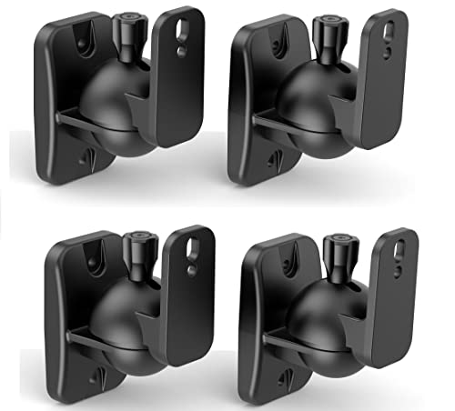 Speaker Wall Mount Brackets - Surround & Bookshelf Speaker Wall Mounts Kit, Holds up to 8 lbs, 4 Pack, Black - color: 4P-Black