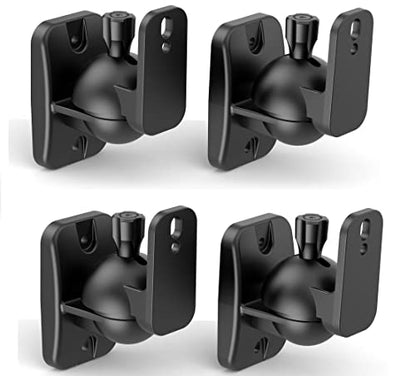 Speaker Wall Mount Brackets - Surround & Bookshelf Speaker Wall Mounts Kit, Holds up to 8 lbs, 4 Pack, Black - color: 4P-Black