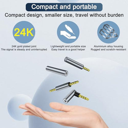 4 Pack 3.5mm Audio Adapter - 3.5mm TRRS Stereo Jack Adapter with Gold Plated Connectors, for Mobile Phones, Tablets, Car Audio, Speakers - style: 4 M/F/Angle