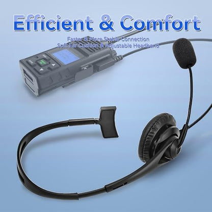 SAMCOM HSK01 Single Headset with PTT & Boom Mic - 2.5mm with 3mm 2 Pin K Plug for FPCN10A FPCN30A FPCN20A Two-Way Radios, Walkie Talkies Overhead Earpiece for Security （Wired, 2 Pack - size: 2 Pcs Single Side Headset