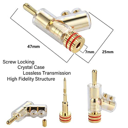 Tertullus 4Pcs Banana Clips Connectors Banana Plugs forSpeaker Wire Gold Plated Screw Locking Connectors forSpeaker Wire, AV Receiver, Amplifier, Surround Sound - size: Clipplug-G