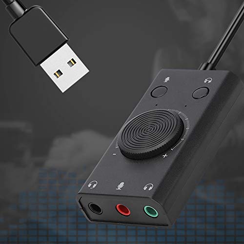 Diyeeni ORICOSC2 USB Sound Card, Multifunction Drive - Free External Audio Card, Volume Control Sound with 3.5mm Audio Jacks for Desktop PC Laptop