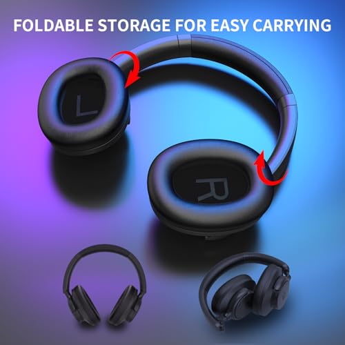 Redragon H610 Wireless Gaming Headset for PC, Mac, NS, Phone - BT 5.3 with Active Noise Cancellation, 40H Battery, Lightweight, Over-Ear Headphones with Built-in Mic, Black - color: Black