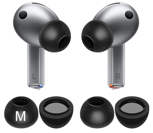 Galaxy Buds 3 Pro Memory Foam Tips Earbud, 2 Pairs Replacement Comfortable No Silicone Pain Noise Isolation Earbuds Compatible with Samsung Galaxy Buds 3 Pro/Galaxy Buds 4 Pro - Black M
