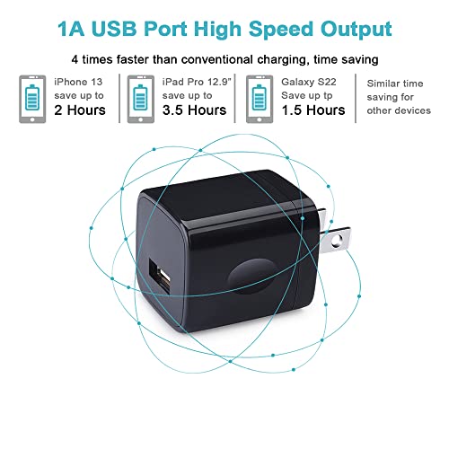 USB Wall Charger, Charger Block, 3-Pack 1A/5V Charging Cube Box Single Port USB Chargerr Plug for iPhone 17e 17 Air 16e 16 15 14 13 12 11 Pro Max,SE,XR/XS/X/8/7, iPad, Samsung Galaxy S26,A17,Pixel 10a - color: Black