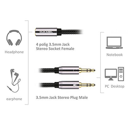 Headphone Mic Splitter for PC, 3.5mm TRRS Female to Dual Male Adapter-30CM - size: 12 inches