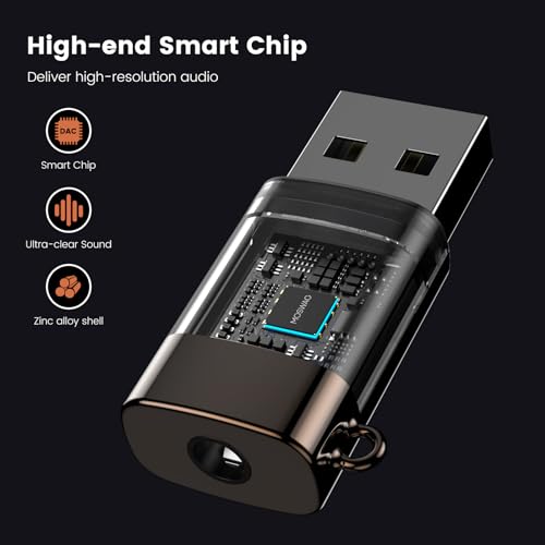 MOSWAG USB to Audio Jack Adapter, 3.5mm Jack Audio Adapter, External Stereo Sound Card TRRS Female Headset Compatible with PC, Laptop, Mac, Desktops, Linux, PS4, PS5 and More Device - size: 1 Pack