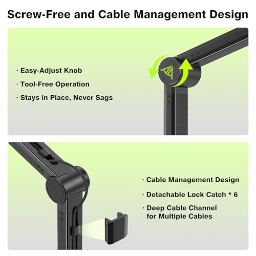AA AUDIO ACCESSORY Never-Sag 950mm Mic Boom Arm, 6.6lbs Load Capacity - color: Black
