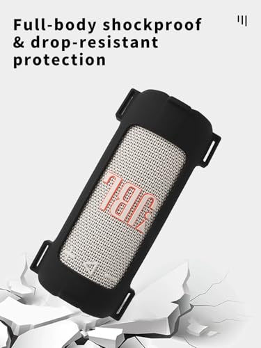 Case for JBL Grip Portable Bluetooth Speaker,Soft Protective,Silicone Case Cover with Shoulder Strap and Carabiner(Black)