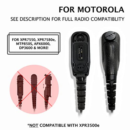 PROMAXPOWER 1-Wire FBI Security Acoustic Clear Tube Earpiece Headset with PTT Mic for Motorola Two-Way Radios XPR7350e, XPR7550e, XPR7580, XiR-P8268, MTP850S, APX900, APX1000 - size: 1-Pack