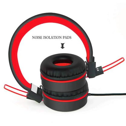 ELECDER i37 Kids Headphones for School Children Girls Boys Teens, Red | Foldable Adjustable Lightweight, 3.5mm Audio Jack On Ear Headphones for Smartphones Chromebook Computer PC Tablets Travel - color: Red