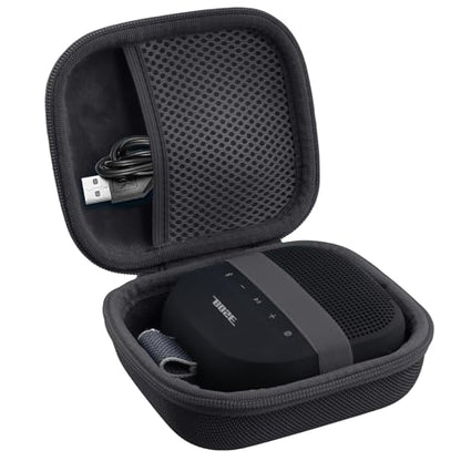 for Bose New SoundLink Micro 2nd Gen Speaker Protective Case, Black | EVA Hard Shell, Soft Velvet Lining, Durable Wrist Strap, Portable Travel Bag with Carabiner, Mesh Accessory Pocket - color: Black Case