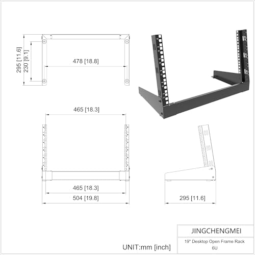 6U Desktop Network Rack 19 inches Small Open Frame Rack 2 Post - size: 6U
