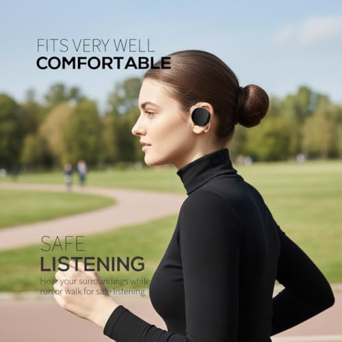 Over Era Open Ear Headphones,46-Hour Call Time,Ear Cuff Headphones | with mic, Air Conduction Sports Headset with Earhook,pair 2 devices - color: Rose Gold Black