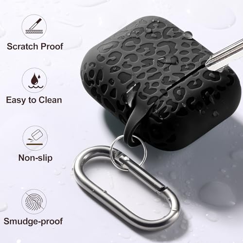for Airpod Case &2nd Generation Leropard Engraved Skin Cover Compatible with Apple AirPods 2nd/1st Charging,Cute Soft Silicone Full Protective, Front LED Visible, Black - color: Black, size: Airpods 1/2 Case