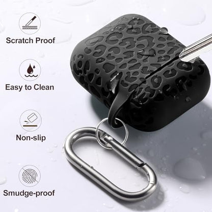 for Airpod Case &2nd Generation Leropard Engraved Skin Cover Compatible with Apple AirPods 2nd/1st Charging,Cute Soft Silicone Full Protective, Front LED Visible, Black - color: Black, size: Airpods 1/2 Case