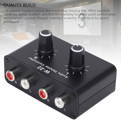 3.5mm Volume Control Box with Balance Adjustment, Stepless Knob Stereo Switcher Compatible Headphones Speakers PC Phone Tablet for Precise Sound Management