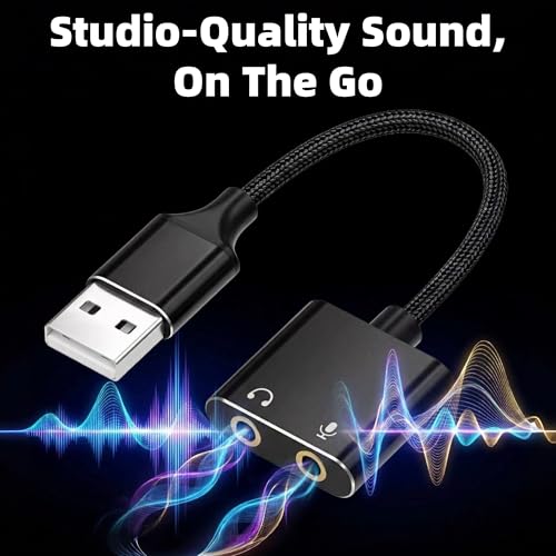 Universal USB Audio Adapter with 3.5mm Combo Jack - for PC, Laptop, Mac, PS5, PS4 & More (Windows/Mac/Linux Compatible)(AA-01)
