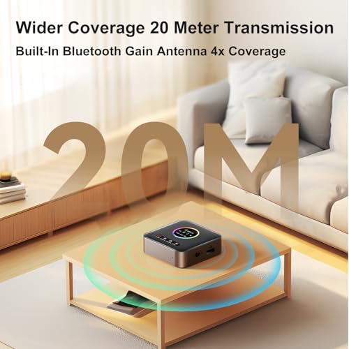 Upgrade Bluetooth 5.2 Transmitter Receiver aptX Adaptive/Low Latency/HD Bluetooth Adapter Support 2 AirPods Headphones, Wireless HiFi Audio Receiver with AUX RCA USB for TV/Car/PC/Home Stereo/Speakers - style: M10-PRO