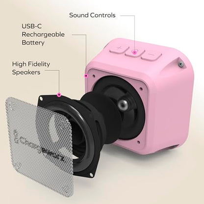 CHARGEWORX Magnetic Bluetooth Speaker and Phone Stand, Portable Mini Speaker, USB-C Rechargeable Wireless Device for High-Fidelity Audio, Compatible with MagSafe iPhone 16/15/14/13/12 Case, Pink - color: Pink
