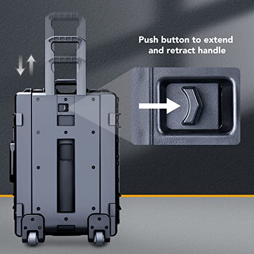 Lykus HC-6030 Large Waterproof Hard Case with Wheels and Customizable Foam, Interior Size 23.5x16.8x10.7 inch, Suitable for large electronic equipment and more | IP67 Waterproof, Pluckable Foam, Suitable for Cameras, Lenses, Electronic Equipment and More