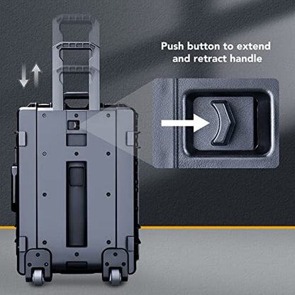 Lykus HC-6030 Large Waterproof Hard Case with Wheels and Customizable Foam, Interior Size 23.5x16.8x10.7 inch, Suitable for large electronic equipment and more | IP67 Waterproof, Pluckable Foam, Suitable for Cameras, Lenses, Electronic Equipment and More