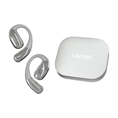 A51 Open Ear Headphones, True Wireless Earbuds with Mic & Earhooks | Deep Bass Sound, 20H Playtime & Digital Display, AI Clear Calls, Secure Comfortable Fit - Running, Sport, Meeting (Silver) - color: Silver
