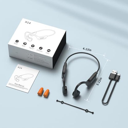CXK Bone Conduction Headphones, Open Ear Headphones Bluetooth 6.0 with Mic | Balanced Audio, 10H Playtime, IPX6 Waterproof, Secure Fit Bone Conduction Earbuds for Workouts - color: Black