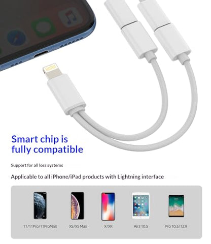 Lightning to 3 5mm Headphone Jack Adapter (2 Pack) for Apple for iPhone Fast Charging HiFi Audio Splitter Cable Aux Mic MFi Certified for iPhone 14 Plus 13 Mini 12 11 Pro Max X 7 8 for iPad Air IP-BF