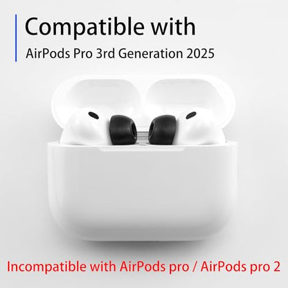 Replacement Memory Foam Ear Tips for AirPods Pro 3 Earbuds (L) | 3 Pairs (Black, Large), Ultimate Comfort, Compatible with AirPods Pro 3rd Generation 2025 - size: Large