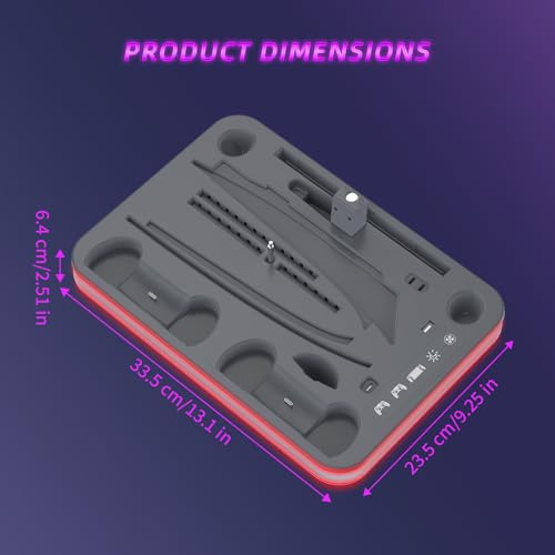 PS Pro Cooling Station, Portal Charger, Dual Controller Dock & RGB Lights | Magnetic Portal dock and dual controller chargers show status; set console USB power to Always for charging in rest mode - color: Gray