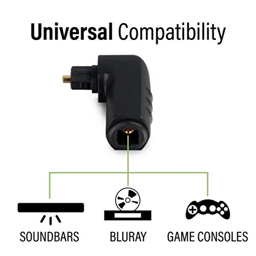 C2G Optical Audio Cable Adapter, 90 Degree, Black, Universal Compatibility, Gold-Plated Connectors, 1 Count, 40016