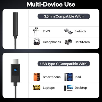 KZ AM02 USB C to 3.5mm Portable DAC Decoding IEM Amplifier Audio Adapter
