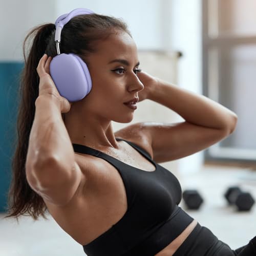 Lerobo Ear Covers for AirPods Max, Soft Silicone Earcup Case/Anti-Scratch Earpad Cover/Headband Cover, Soft Silicone Accessories Protective Cover for Apple AirPod Max 2024/2020, Lightpurple - color: LightPurple