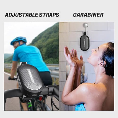 Portable Mini Bike Bluetooth Speaker,IP67 Waterproof Wireless with Adjustable Strap and Hook, Loud Clear Sound 10Hours Playtime, Home/Party/Outdoor/Beach/Shower (MINI Speaker)